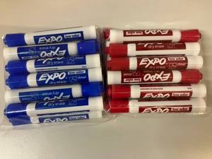 lot 99 image: Blue and Burgundy Dry Erase Markers