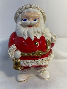 lot 1 image: Vintage 1960s Spaghetti Trim Santa Claus Bank