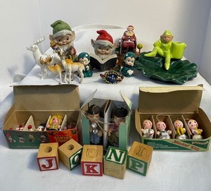 lot 11 image: Vintage Pixie Elf and Vintage Christmas Items for Crafting lot