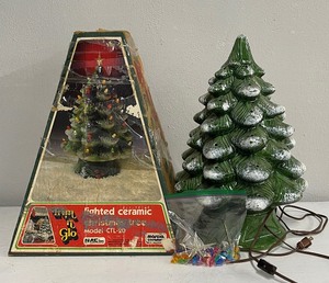 lot 19 image: Vintage Trim and Glo Lighted Ceramic Christmas Tree in Original Box