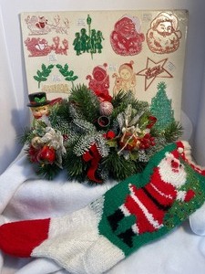 lot 55 image: Vintage Plastic Christmas Cake Toppers in Original Packaging
