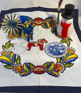 lot 67 image: Ljungstroms of Sweden Wooly Snowman with Broom and Ljungstroms Boy Riding Dala Horse
