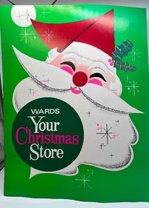 MCM Atomic Starburst Montgomery Wards Christmas Santa Poster