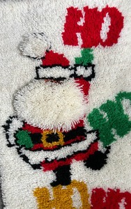 lot 71 image: Vintage Retro Santa Claus HO HO HO Latch Hook Wall Hanging