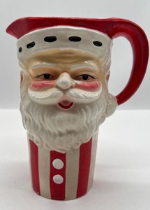 Vintage Holt Howard Style Christmas Pitcher Santa Claus Striped Suit
