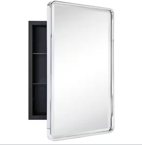 lot 2 image: Farmhouse 16 in. x 24 in.  Recessed Rectangular Metal Medicine Cabinet with Mirror