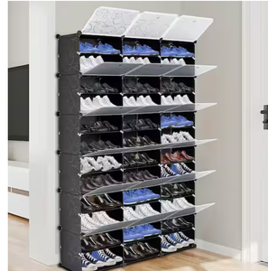 lot 9 image: 72 Pair Black Shoe Rack