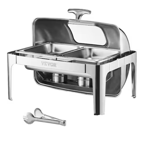 lot 19 image: VEVOR Roll Top Chafing Dish Buffet Complete Set 8 Qt. Stainless Steel