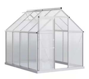 lot 20 image: 6 FT. X 8 FT. Aluminum Silver Walk-in Garden Greenhouse