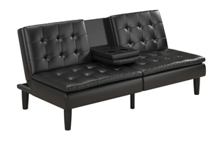 lot 28 image: Mainstays Memory Foam 71.5 Futon with Cupholder and USB