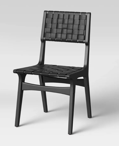 lot 57 image: LOT OF 3 Ceylon Woven Dining Chair Black - Threshold Rubberwood Frame, Polyester Accents, 250lb Capacity