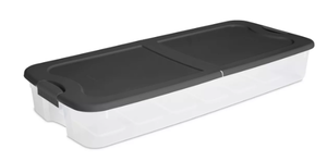 lot 112 image: LOT OF 4 Sterilite 74qt Ultra Clear Under Bed Latch Box Clear Base Flat Gray Lid and Latches Portable Storage, Stackable, Plastic