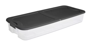 lot 134 image: LOT OF 4 Sterilite 74qt Ultra Clear Under Bed Latch Box Clear Base Flat Gray Lid and Latches Portable Storage, Stackable, Plastic