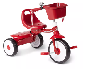 lot 205 image: Radio Flyer Fold 2 Go Trike with Bucket Steel Frame, Plastic Pedals