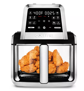 lot 218 image: Gourmia 7-Qt. Fry N Fold Digital Air Fryer with 10 Presets & Guided Cooking - Black Stainless Steel, 1500W