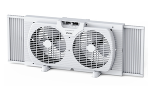 lot 227 image: Shinic 9 3-Speed Twin Window Fan with Removable Bug Screen
