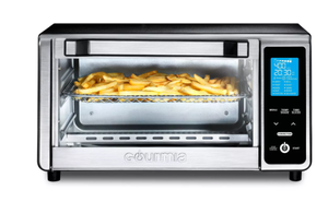 lot 308 image: Gourmia Digital 4-Slice Toaster Oven Air Fryer with 11 Cooking Functions Stainless Steel Gray 1000W
