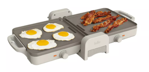lot 316 image: bella Fold and Store Dual Temp Griddle Oatmilk 1200W Electric Hot Plate, Aluminum Cooking Surface