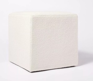 lot 328 image: Lynwood Square Upholstered Cube Ottoman - Threshold