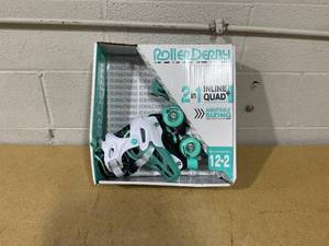 lot 310 image: Roller Derby Mint Prodigy Kids Adjustable Inline-Quad Combo Skates- Size 12-2