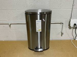 lot 119 image: 45L D Shape Step Trash Can - Brightroom Stainless Steel, 13 Gallon, Kitchen Garbage Can