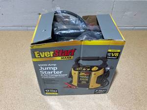 lot 231 image: EverStart Maxx 1000 Peak Amp Jump Starter with 120 PSI Compressor, Pivoting LED Light, 3X USB Ports