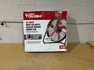 lot 334 image: Hyper Tough 20 Inch High Velocity Sealed Motor Drum Fan with Wall Mount
