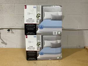 lot 338 image: LOT OF 2 Full Size Mainstays 3 Memory Foam Mattress Topper