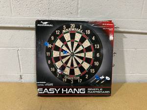 lot 347 image: Narwhal Kingston Official Size Bristle Dartboard with 6 Steel Tip Darts