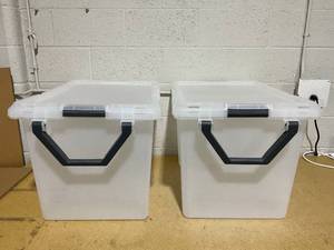 lot 145 image: LOT OF 2 Brightroom Wheeled Latching Storage Tote