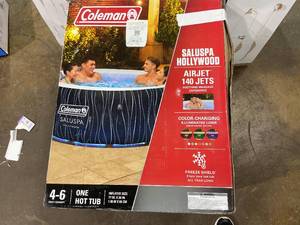 lot 49 image: Coleman SaluSpa Hollywood Luxe AirJet Round Inflatable Hot Tub with LED Lights 4-6 Person with Pump