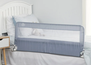 lot 406 image: Regalo Extra Long Hideaway Metal Bedrail, Gray BabyToddler Safety Bed Rail