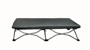 lot 409 image: Regalo My Cot Portable Toddler Bed, Gray, Includes Fitted Sheet