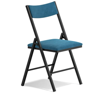 lot 416 image: Fenbeli 4-Pack Blue Padded Folding Chairs with Metal Frame