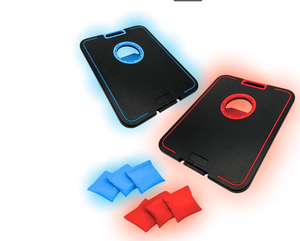 lot 418 image: LED Cornhole Board Set - Light Up Bean Bag Toss with 6 Bags, by MinnARK