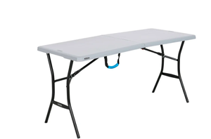 lot 428 image: Lifetime 5 Foot Rectangle Fold-in-Half Table, IndoorOutdoor Essential, Gray, 60.3 x 25.5 (80861)