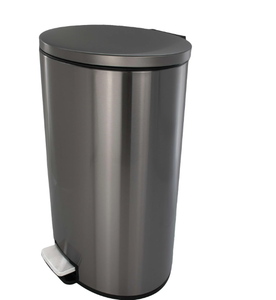 lot 448 image: Better Homes & Gardens 10.5 Gallon Trash Can, Oval Kitchen Step Trash Can, Black Stainless Steel