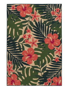 lot 449 image: Mainstays 7x10 Pink Palm Outdoor Rug