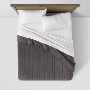 lot 159 image: FullQueen Channel Stitch Velvet Quilt - Threshold