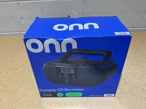 lot 250 image: onn. Portable CD Boombox with Digital FM Radio