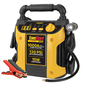 lot 170 image: EverStart Maxx 1000 Peak Amp Jump Starter with 120 PSI Compressor, Pivoting LED Light, 3X USB Ports