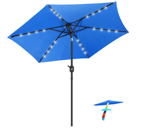 lot 173 image: FRUITEAM 9 Feet Solar Patio Umbrella Outdoor LED Swimming Pool Umbrella