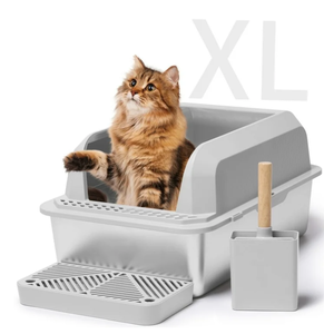 lot 282 image: Naipo XL Stainless Steel Cat Litter Box with High Wall Side
