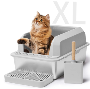 lot 283 image: Naipo XL Stainless Steel Cat Litter Box with High Wall Side