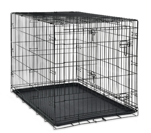 lot 483 image: Vibrant Life Double Door Metal Wire 42 Dog Crate, Leak-Proof Pan & Divider for Dogs Up to 90 lbs