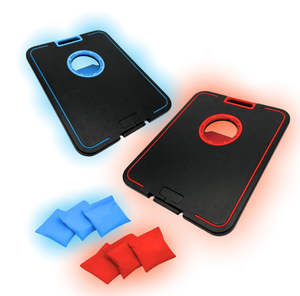 lot 489 image: LED Cornhole Board Set - Light Up Bean Bag Toss with 6 Bags, by MinnARK