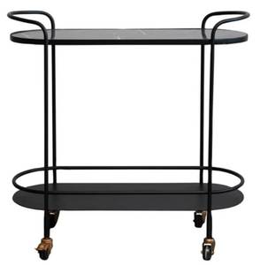 lot 21 image: Bloomingvale Metal and Veneer 2-Tier Bar Cart on Wheels