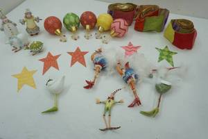lot 56 image: Christmas Ornaments, Tin Stars, Colorful Ribbon
