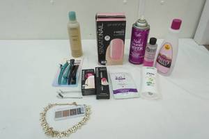 lot 66 image: Sensationail Gel Starter Kit (has been used), Aveda Gel Liquid, Polish removal tool, white gel color, makeup, jewelry and more