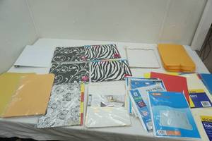 lot 83 image: NEW Office Supply Lot file folders, binders, large envelopes